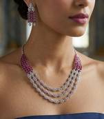 ruby red marquise crystal choker necklace set with chandelier earrings â€“ bridal jewellery