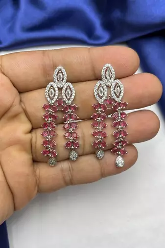 ruby red marquise crystal choker necklace set with chandelier earrings â€“ bridal jewellery