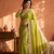 Olive Color butti Beautiful lace border work border design with beautiful pallu Silk Blend Saree