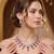 ruby red crystal necklace earrings set, cubic zirconia bridal choker, leaf drop prom jewellery