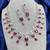 ruby red crystal necklace earrings set, cubic zirconia bridal choker, leaf drop prom jewellery