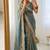 Sea Green butti Beautiful lace border work border design with beautiful pallu Silk Blend Saree
