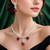 red heart necklace and earring set  bridal cz necklace  red crystal jewellery set  wedding gift jewellery 