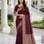 Wine soft silk blend saree with zari weaving meenakari design