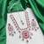 ruby red cz statement necklace earrings set, silver finish bridal gala jewellery