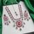 ruby red cz statement necklace earrings set, silver finish bridal gala jewellery