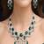 emerald green chandelier necklace earring set, silver-toned bridal jewellery
