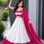 White & Rani Pink Cotton Chaniya Choli For Navratri Set with Mirror Work Lace & Pure Georgette Embroidered Dupatta