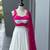 White & Rani Pink Cotton Chaniya Choli For Navratri Set with Mirror Work Lace & Pure Georgette Embroidered Dupatta
