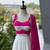 White & Rani Pink Cotton Chaniya Choli For Navratri Set with Mirror Work Lace & Pure Georgette Embroidered Dupatta