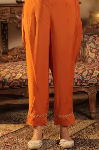 Women Ethnic Motifs Embroidered Kurta With Trousers & Dupatta Kurta Sets