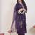 Floral Embroidered Straight Thread Work Kurta With Trousers & Dupatta