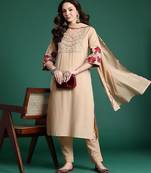 Floral Embroidered Kurta with Trousers & Dupatta