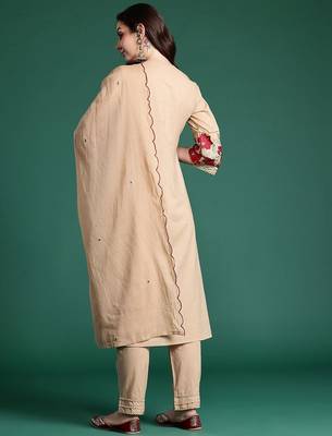 Floral Embroidered Kurta with Trousers & Dupatta 7