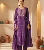 Women Ethnic Motifs Embroidered Panelled Thread Work Cotton Kurta with Trousers & With Dupatta