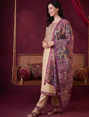 Women Ethnic Motifs Embroidered Thread Work Kurta with Trousers & With Dupatta 3