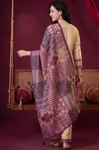 Women Ethnic Motifs Embroidered Thread Work Kurta with Trousers & With Dupatta