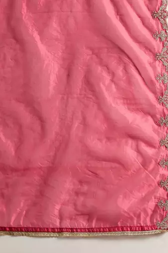 Floral Embroidered Kurta With Trousers & Dupatta