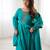 women's embroidery work shimmer chanderi silk blend flared anarkali pant and dupatta set