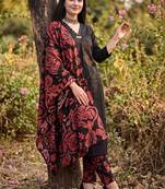 Women Floral Sequinned Cotton Kurta with Trousers & With Dupatta