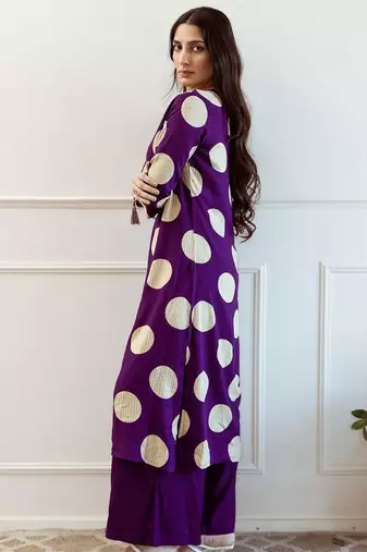 Women Printed Beads and Stones A-Line Kurta with Palazzos