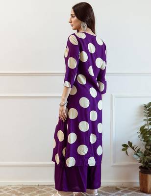 Women Printed Beads and Stones A-Line Kurta with Palazzos 4