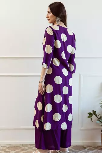 Women Printed Beads and Stones A-Line Kurta with Palazzos