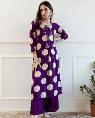 Women Printed Beads and Stones A-Line Kurta with Palazzos 5