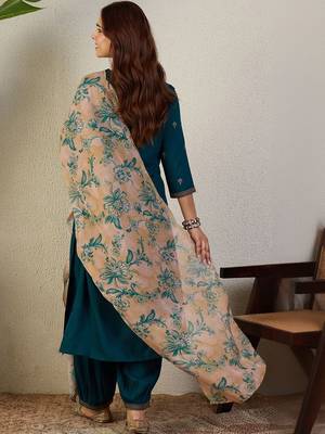 Women Ethnic Motifs Embroidered Kurta with Salwar & With Dupatta 4