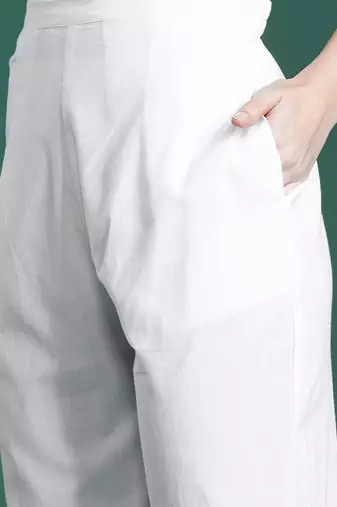 Self Design Thread Work Cotton Kurta with Trousers