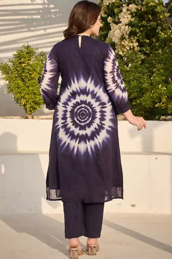 Blue Printed A-line Kurta Trousers Set