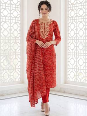 Women Ethnic Motifs Printed Mirror Work Cotton Kurta with Trousers & With Dupatta 2