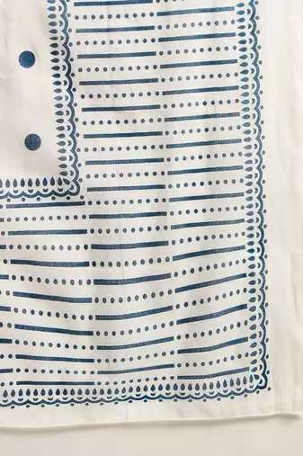 Geometric Printed Band Collar Cotton A-Line Kurta with Trousers & Dupatta