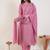 Floral Embroidered Thread Work Straight Kurta with Trousers & Dupatta
