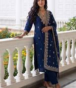 Women Ethnic Motifs Embroidered Thread Work Kurta with Trousers & With Dupatta