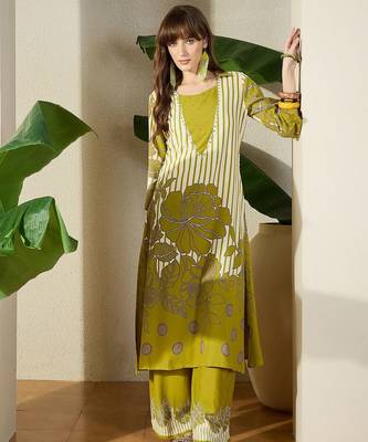 Women Viscose Rayon Printed A-Line Kurta Set 1