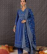 Women Ethnic Motifs Printed Cotton Kurta with Trousers & With Dupatta