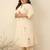 Plus Size Off White Embroidered A-Line Kurta Trousers Set