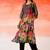 Women Floral Striped Thread Work Cotton Kurta with Trousers