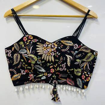 Black designer embroidery and sequence work spaghetti strap blouse 2