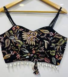 Black designer embroidery and sequence work spaghetti strap blouse