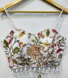 White designer embroidery and sequence work spaghetti strap blouse