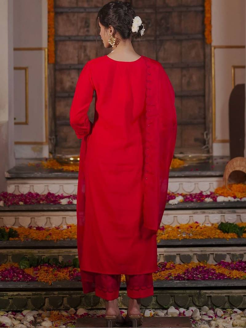 Women Ethnic Motifs Embroidered Sequinned Kurta with Trousers & With Dupatta