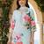 Women Floral Printed Thread Work Linen Kurta with Trousers & With Dupatta