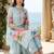 Women Floral Printed Thread Work Linen Kurta with Trousers & With Dupatta