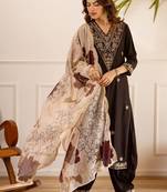 Women Ethnic Motifs Embroidered Kurta with Salwar & With Dupatta