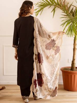 Women Ethnic Motifs Embroidered Kurta with Salwar & With Dupatta 7