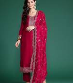 Ethnic Motifs Embroidered Sequinned Kurta With Trousers & Dupatta