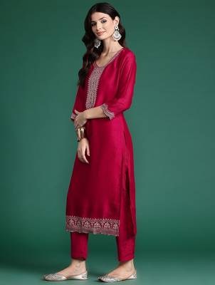 Ethnic Motifs Embroidered Sequinned Kurta With Trousers & Dupatta 6