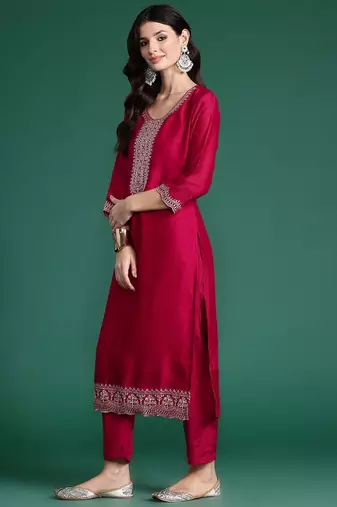 Ethnic Motifs Embroidered Sequinned Kurta With Trousers & Dupatta
